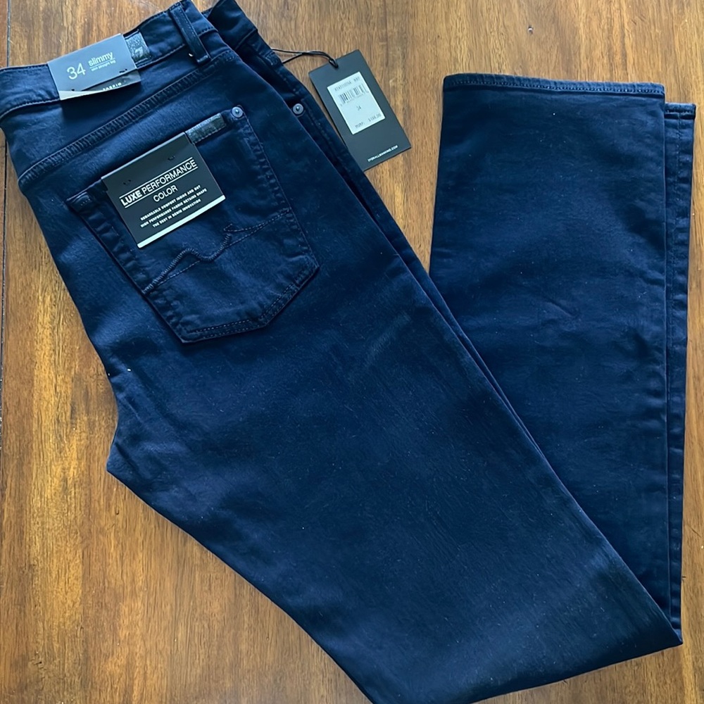 7 For All Mankind Luxe Performance Blue Jeans. Size 34.